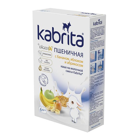 Kabrita<r></r> Пшеничная каша с бананом, яблоком и абрикосом